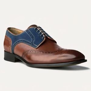 Ace Marks Derby Wing-tip Leather Dress Shoes / Sz 13 / Brown, Blue